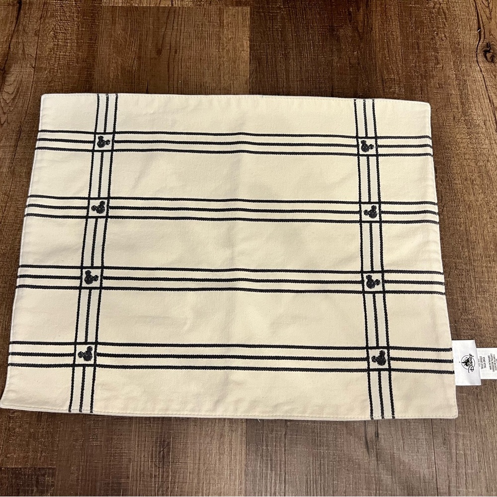 Disney Cream Placemat with Black Stripe and Mickey Detail
